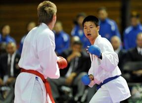 Karate fighters in action