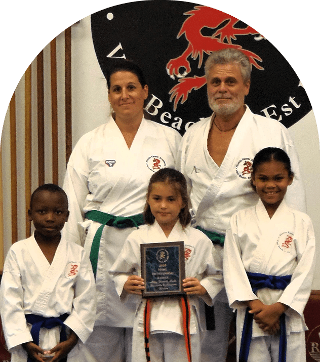 Group photo at martial arts dojo